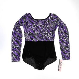 Body Wrappers Gymnastics Leotard Girls Size 16 Zebra Purple Black Silver New NWT
